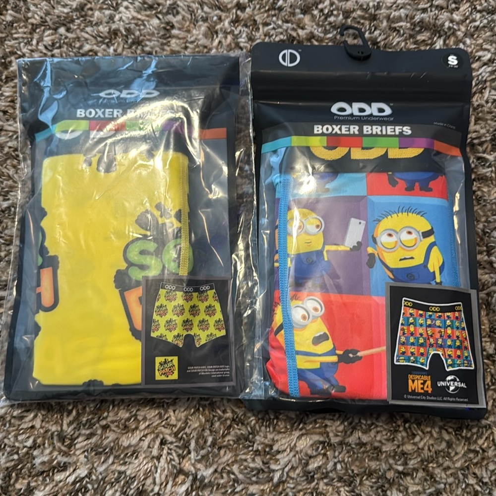 ODD BOXER BRIEFS MENS SMALL 28-30 Minions Sour Patch Kids